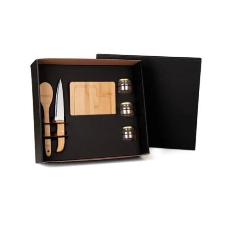 Conjunto para Cozinha e Tempero em Bambu/Inox 6 Pçs Personalizado