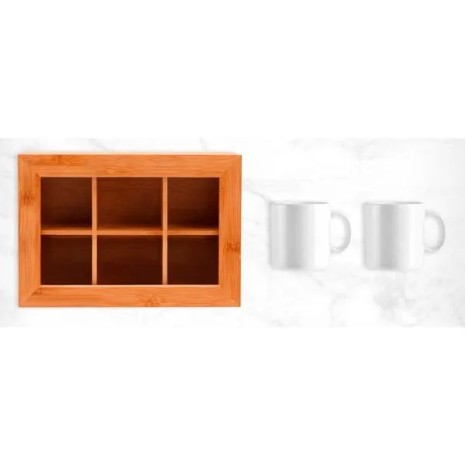 Kit para Chá em Bambu e Caneca 3 Pçs Personalizado