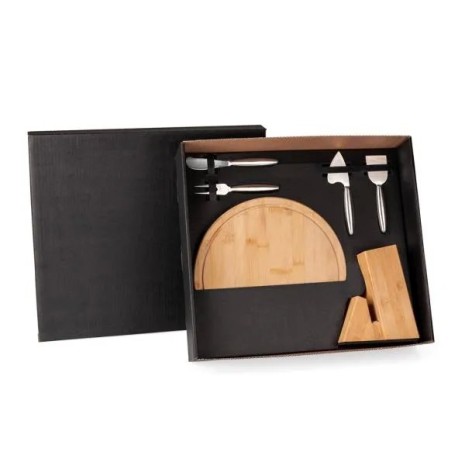 Conjunto para Queijo com Cepo em Bambu / Inox 6 Pçs Personalizado