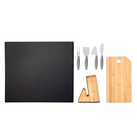 Conjunto para Queijo com Cepo em Bambu / Inox 5 Pçs Personalizado