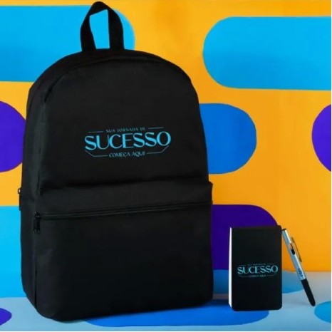 Conjunto Mochila, Bloco e Caneta 3 Pçs Personalizado