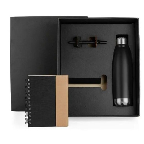 Conjunto Garrafa, Caderneta e Caneta 4 Pçs Personalizado