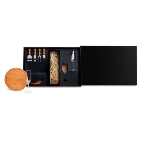 Kit Queijo e Champagne com Espaço para Garrafa 7 Pçs Não Acompanha Garrafa Personalizado