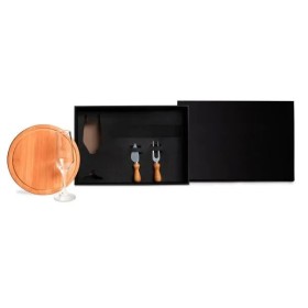 Conjunto para Queijo em Bambu com Taça para Champagne 4 Peças Personalizado