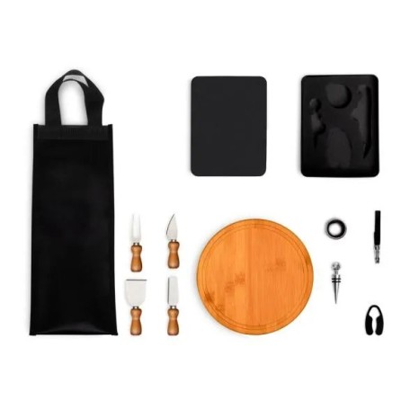Kit Queijo E Vinho Com Espaço Para Garrafa 11 Pçs Personalizado