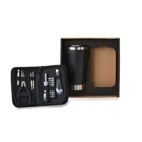 Kit Copo Térmico e Conjunto de Ferramentas 17 Pçs Personalizado