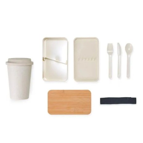 Kit Marmita e Copo em Fibra de Bambu 2 Pçs Personalizado