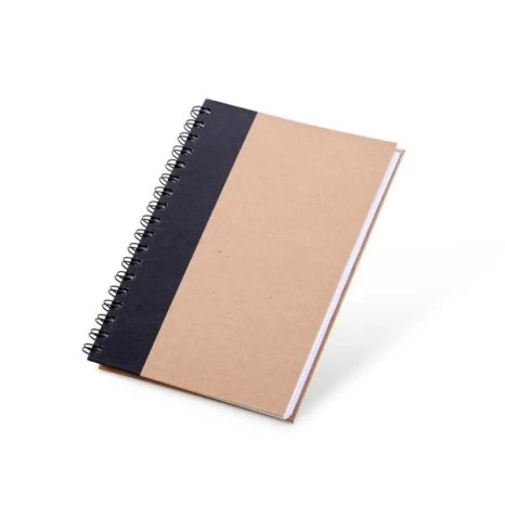 Caderno Pautado com Wire-O 23X18cm Bege/Preto Personalizado