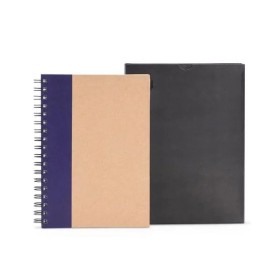 Caderno Pautado com Wire-O 23X18cm Bege/Azul Personalizado