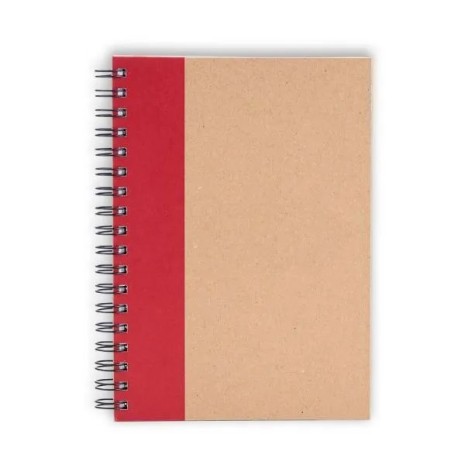 Caderno Pautado com Wire-O 23X18cm Bege/Vermelho Personalizado