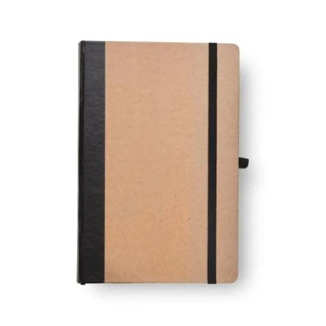 Caderneta Sem Pauta 14X21cm Bege/Preto Personalizada
