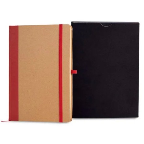 Caderneta Sem Pauta 14X21cm Bege/Vermelho Personalizada