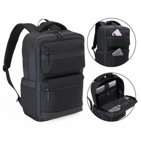 Mochila em Polyester/Pu Executive 20L Preta Personalizado