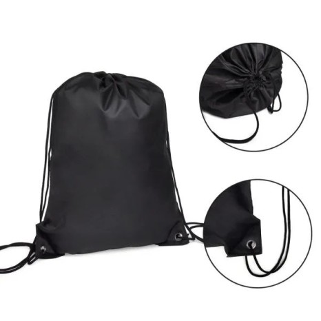 Mochila Sacola em Nylon 190D Preta 42X32cm Personalizado
