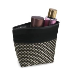 Necessaire em PVC e Couro Sintético Preto/Xadrez Personalizado