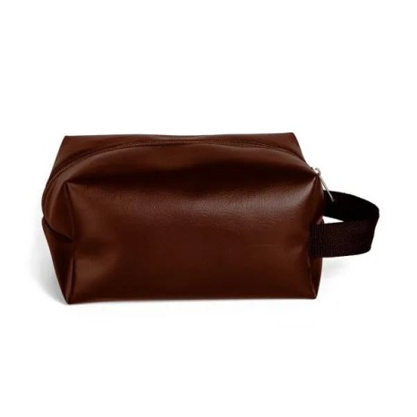 Necessaire com Alça em Material Sintético Marrom Personalizado
