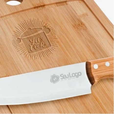 Conjunto para Cozinha em Bambu/Inox Oregon 2 Pçs Personalizado