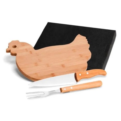 Conjunto para Cozinha em Bambu / Madeira / Inox 3 Pçs Personalizado