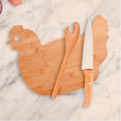 Conjunto para Cozinha em Bambu / Inox 3 Pçs Personalizado