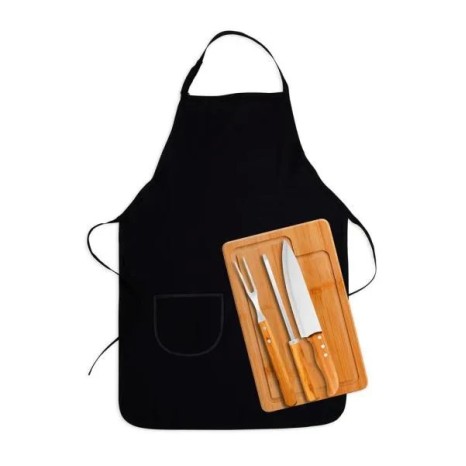 Conjunto para Churrasco em Bambu / Madeira / Inox Texas 5 Pçs Personalizado