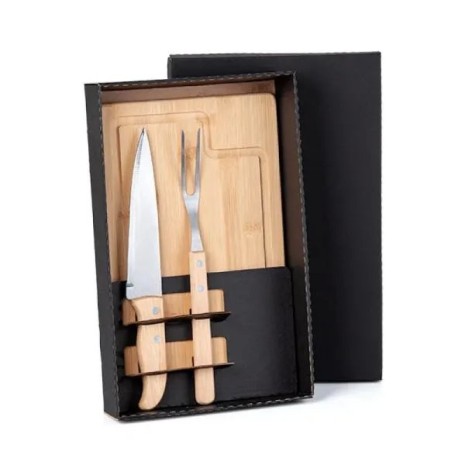 Kit para Churrasco em Bambu/Madeira Personalizado