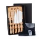 Kit para Cozinha em Bambu / Madeira / Inox com Avental e Touca 8 Pçs Personalizado