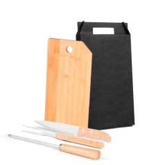 Conjunto para Cozinha em Bambu / Madeira / Inox 4 Pçs Personalizado