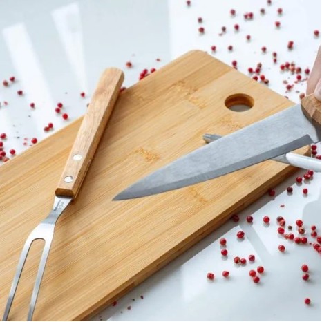 Conjunto para Cozinha em Bambu / Madeira / Inox 4 Pçs Personalizado