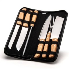 Conjunto De Facas Bambu / Madeira / Inox Com Estojo Frankfurt 7 Pçs Personalizado