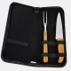 Kit Garfo, Faca Inox/Bambu com Estojo e Avental 4 Pçs Personalizado