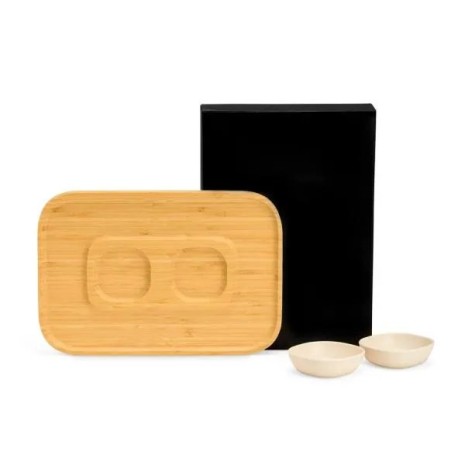 Conjunto Para Petisco Em Bambu / Fibra De Bambu 3 Pçs Personalizado