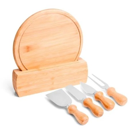 Conjunto para Queijo em Bambu / Madeira / Inox Córdoba 6 Pçs Personalizado