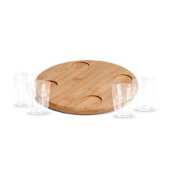 Conjunto em Bambu com 4 Copos para Dose 5 Pçs Personalizado