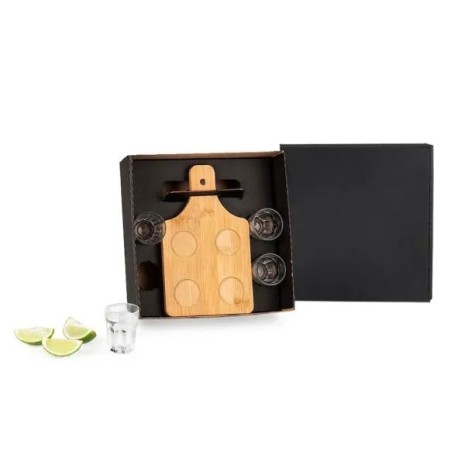 Conjunto em Bambu com 4 Copos para Dose 5 Pçs Personalizado