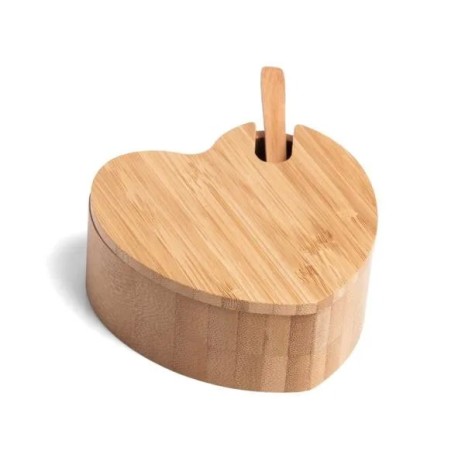 Açucareiro com Formato de Coração e Colher em Bambu Personalizado
