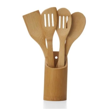 Conjunto de Utensílios em Bambu 5 Pçs Personalizado
