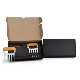 Garfos Com 5 Dentes Em Madeira Inox 11,5X14,5Cm 2 Pçs Personalizado