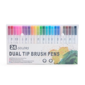 Kit Canetinhas Ponta Dupla com 24 Cores com Logotipo
