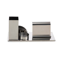 KIT ESCRITORIO P/ CANETAS, CELULAR ... INOX Brindes