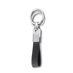 CHAVEIRO DE METAL E COURO C/ 2 ARGOLAS Brindes