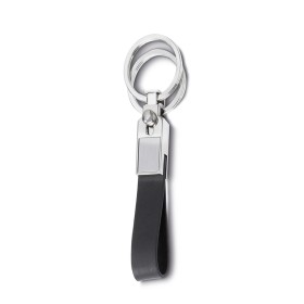 CHAVEIRO DE METAL E COURO C/ 2 ARGOLAS Brindes