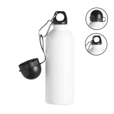 Squeeze Inox 500Ml com Bico e Mosquetão-Azul com Logotipo