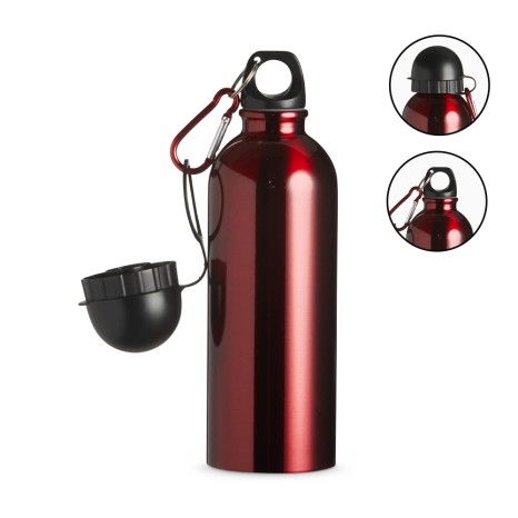 Squeeze Inox 500Ml com Bico e Mosquetão-Azul com Logotipo
